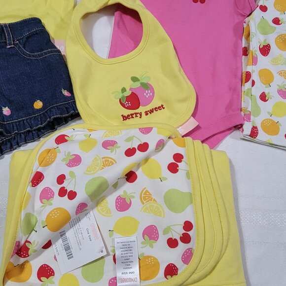 Gymboree Berry Sweet NWT 3-6 month Lot Blanket Bib Hat Bodysuits Pants Shorts - Picture 6 of 6